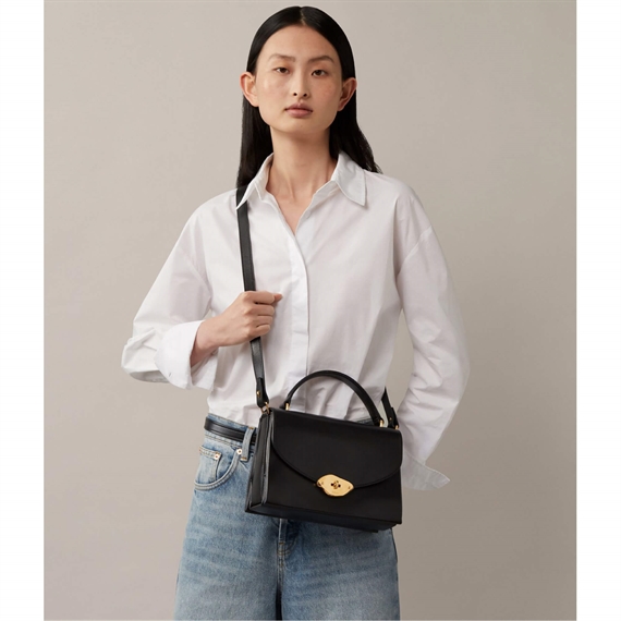 Mulberry Lana Top Handle Black High Gloss Leather